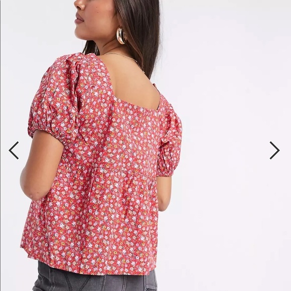 Mango square neck peplum blouse in vintage floral print - Picture 4 of 8